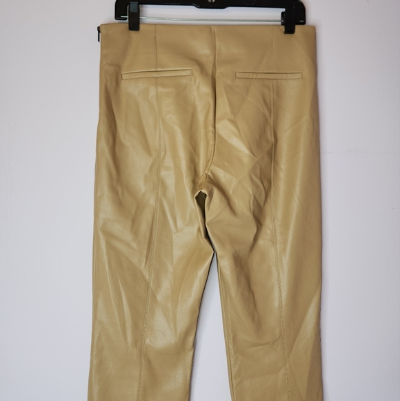 ZARA Legging Stretch Faux Leather Skinny Leg Pants, color Camel, L - Picture 3 of 14
